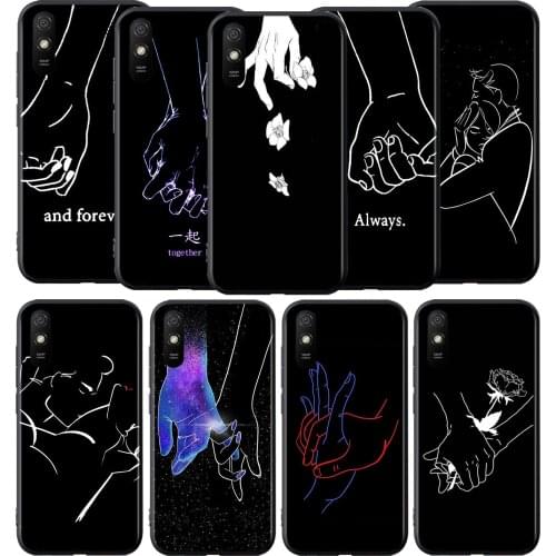 Minimalist Line Couple Hand Silicone Cover For Xiaomi Redmi 9 9T 9C 8 7 6 Pro 9AT 9A 8A 7A 6A S2 5 5A 4X Plus Phone Case