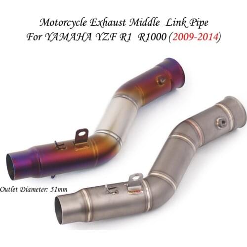 Slip On For Yamaha YZF R1 YZF-R1 2009-2014 Fit 51mm Motorcycle Middle Pipe Muffler Pipe Mid Pipe Link Pipe Tube Escape Exhaust