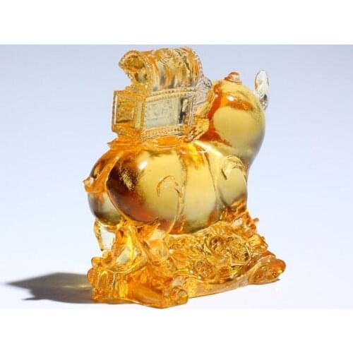 Glass treasure chest, zodiac pig, home personality, creative living room, art, decoration