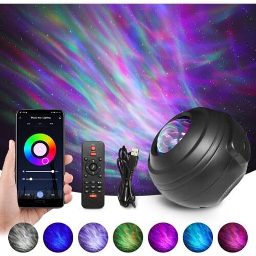 LED Star Ocean Wave Projector Night Light Night Star Sky Galaxy Projector Northern Light USB Music Bluetooth-compatible Speaker