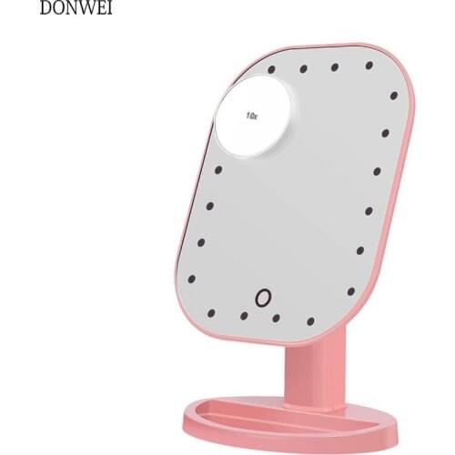 Touch Screen 20LED Makeup Mirror Light Bedside Table Desktop Mirror Vanity Lights Health Beauty LED Mirror 10x magnifying mirror