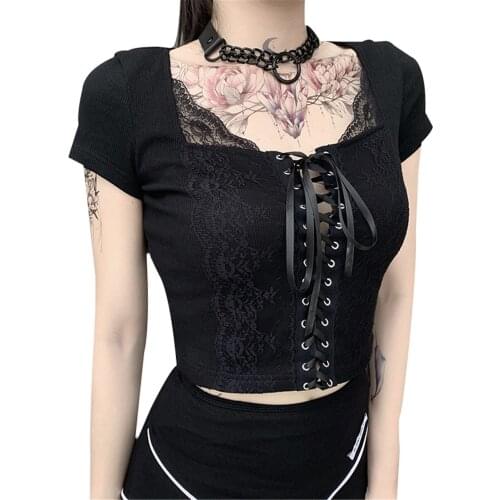 Sexys Women Lace Stitching Cropped T-Shirt Summer Ladies Tops Shirt For Women 2021 New Fashion Style Camisetas De Mujer