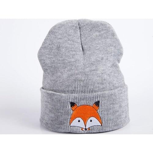 Winter Baby Hat Cartoon Fox Embroidery Baby Caps Knitted Baby Boy Beanie Crochet Baby Girl Hat