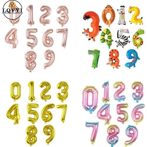 10pcs 16‘’ Number Foil Balloon Gold Silver Gradient Digital ballons Globos Birthday Party Decoration kids Baby Shower Supplies