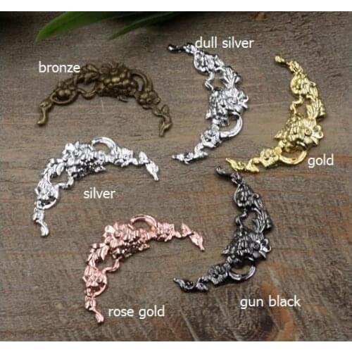 100pcs/lot 40mm filigree connector for diy materials Hollow Flowers Copper Charms Jewelry Making DIY Components