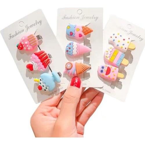 20PCS 2021 New Infant Girls Gift Trend Hair Pins Headwear Ice Cream Unicorn Mermaid Princess Lovely Child Bobby Hairpin Clip Set