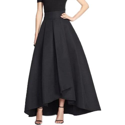 2016 England High Low Long Skirts For Women Navy Blue Old Green Black Long Skirt Women Clothing Pleat Maxi Skirt