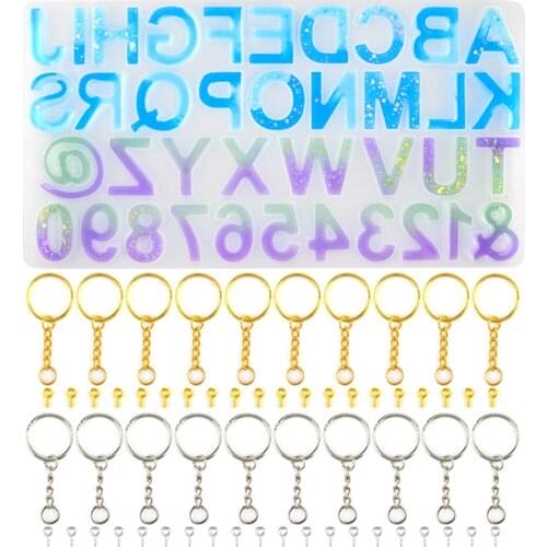 2021 DIY Alphabet Letter Moldes Silicona Number Keychain Moule Pendant Casting Resin Silikon For Craft Tools Jewelry Art