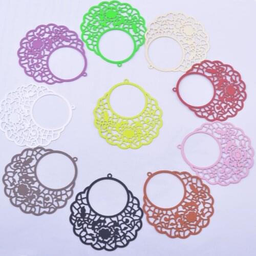 30pcs AB6589 39*43mm Painted Brass Flower Charms Filigree Jewelry Earring Findings