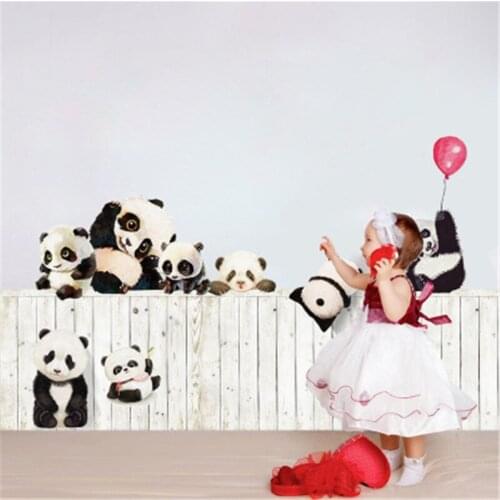 3D Cartoon Panda With Pink Balloon Wall Stickers For Kids Bedroom Creative Home Decor Wallpaper Cute Kindergarten Wall Mural