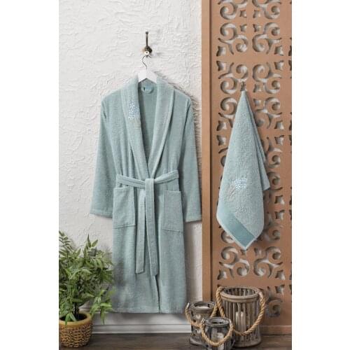Unisex Havlulu Bathrobe 2li Set Face Towel Bathrobe
