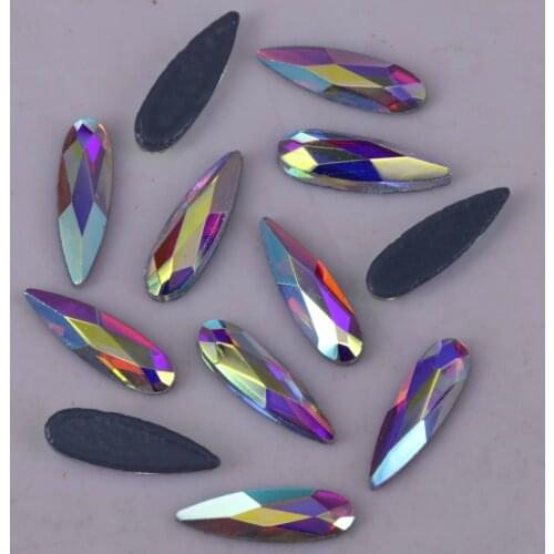 Free Shipping! High Quality 2x6mm, 3x10mm, 4x14mm Crystal AB Raindrop Hotfix Rhinestones / Iron On Flat Back Crystals