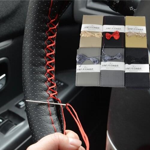 38CM 40CM Car Steering Cover DIY Artificial Leather Braid Design with Needle and Thread Interior Kits Steering Wheel Covers