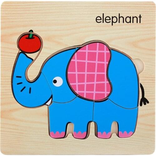 Childrens Wooden Jigsaw Toys 1-3-year-old Childrens Cartoon Three-Dimensional Jigsaw Puzzle