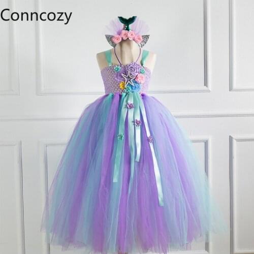 Childrens Clothing 2021 New Mermaid Long Girl Dress Skirt Send Headwear Stage Host Childrens Dress Flower Girl Dresses Clothes