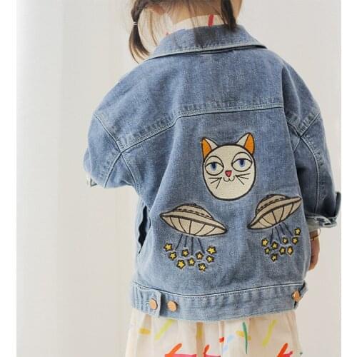 2020 Fashion Girls Denim Coats Unicorn Embroidery Kids Jean Jackets For Girls Coat Spring Autumn Children Outerwear Clothes