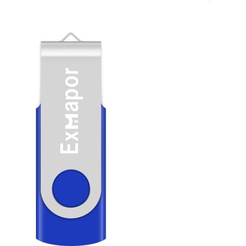 Flash Drive, Exmapor 16GB 360 degree Swivel USB Flash Drive for Data Storage Thumb Drive with keychain, USB2.0 Memory Stick Blue