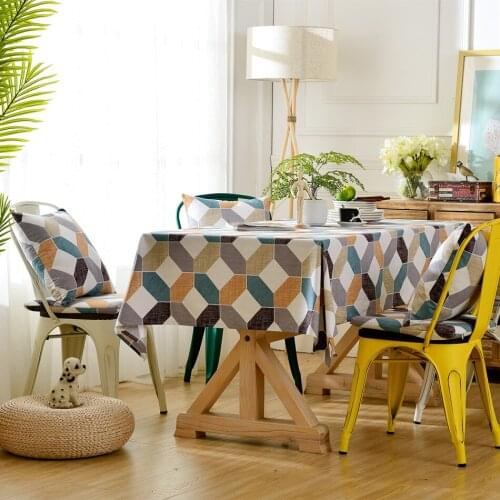 Geometry Rhombus Design Cotton Tablecloth,Modern Simplicity Dust-Proof Table Cover,for Dinning Tea Coffee Table Decoration