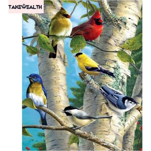 Birds image 3D DIY diamond painting cross stitch diamond embroidery Bright Round Vertical Print Picture Canvas r178