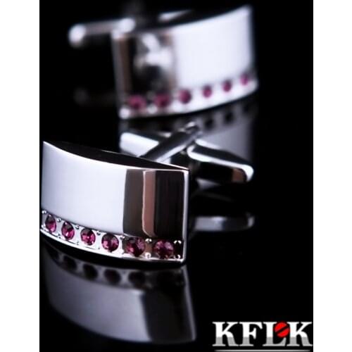 KFLK 2020 Luxury Brand cuff buttons gemelos Purple Crystal cuff links High Quality abotoadura shirt cufflinks for mens Jewelry