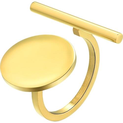 BONISKISS 2020 Fashion Gold Color Stainless Steel Women Rings Simple Design Exaggerated Trendy Opening Rings For Women Gift