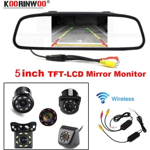 Koorinwoo 2.4G Wireless 5 inch TFT LCD Reversing Mirror Monitor Video Input Assistance HD Vehicle Color View Rear View Camera