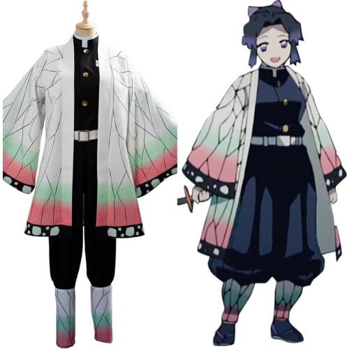 Anime Demon Slayer Cosplay Kochou Shinobu Cosplay Costume Kimino Cloak Uniform Outfit Halloween Carnival Costumes