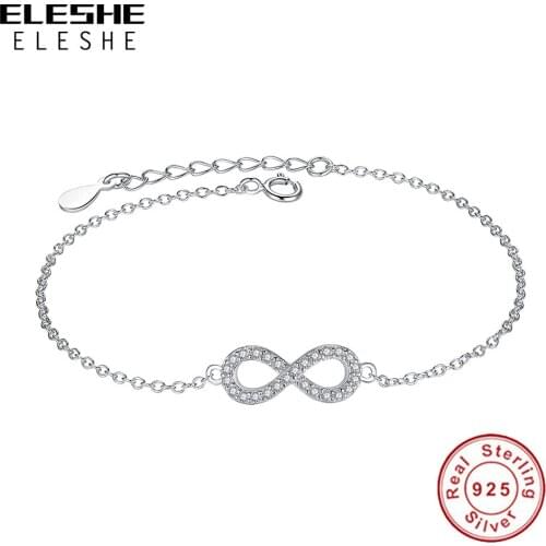 Trendy Fashion Chain 100% 925 Sterling Sliver Hollow Infinity Pendant Bracelet For Women Jewelry Pulseras