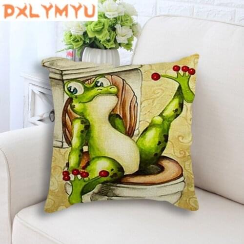 Cartoon Frog Cushion Linen Cotton Cushion Nordic Sofa Square Pillowcase Throw Pillow Hot Sale Decorative Cushion Home Decor