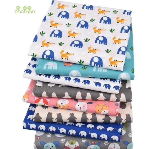 Chainho,Cute Cartoon Series,Printed Twill Cotton Fabric,For DIY Quilting Sewing Baby&Childrens Sheet,Pillow,Material,Half Meter