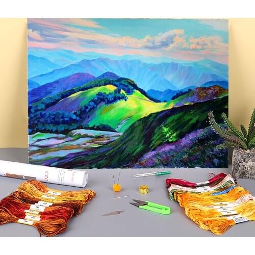 Landscape Sunny Summer Pre-Printed 11CT Cross Stitch DIY Embroidery Set DMC Threads work Hobby Handmade Sewing Promotions