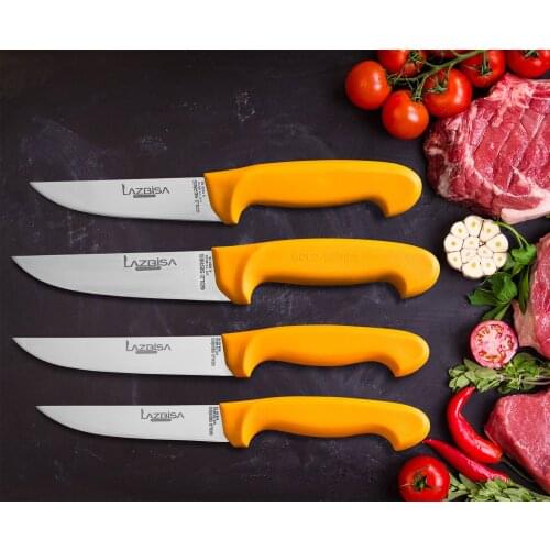 Lazbisa Kitchen Knife Set Meat Sacrifice Butcher Vegetable Fruit Bread Knife Gold Series Set of 4