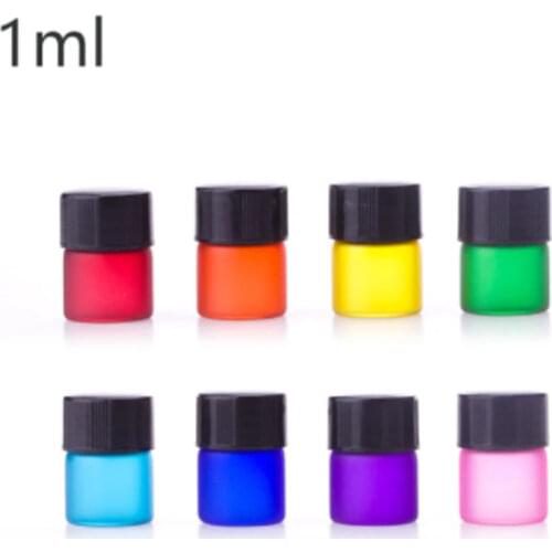 2019 New 500pcs 1 ml Mini-color Essential Oil Bottle Sanded Rainbow Glass Sample Bottle