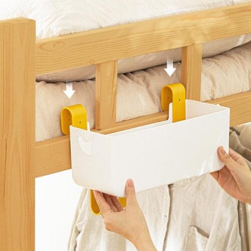 Wholesales Bedside Hanging Basket Compartment Punch Free Portable Plastic Storage Bedside Hook Box for Home