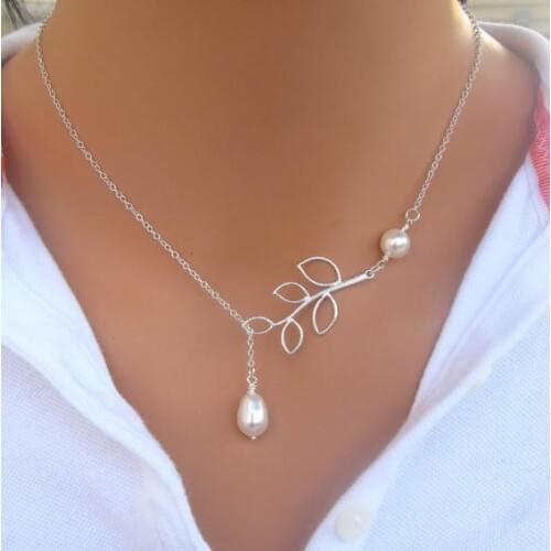 OneckOha Fashion Pearl Necklace Tree Branch Short Necklace