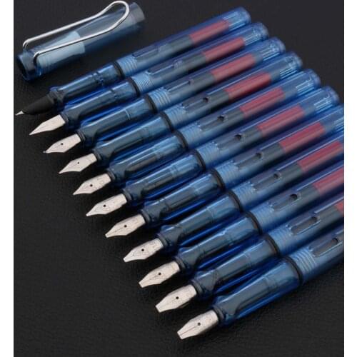 2021 Posture Correction 335 Plastic Fountain Pen Transparent Blue Calligraphy Signature School Student Office Gifts Stationery