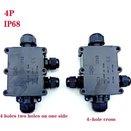 Junction Box IP68 Waterproof UV Sunproof Outdoor 4 Way Plastic Electrical Junction Box Case Cable Wire Connector Protection