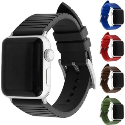 BEAFIRY For Apple Watch Band 6 5 44mm 40mm Fluoro Silicone straps for iwatch 4 3 2 1 42mm 38mm Watchband Accessories blue black