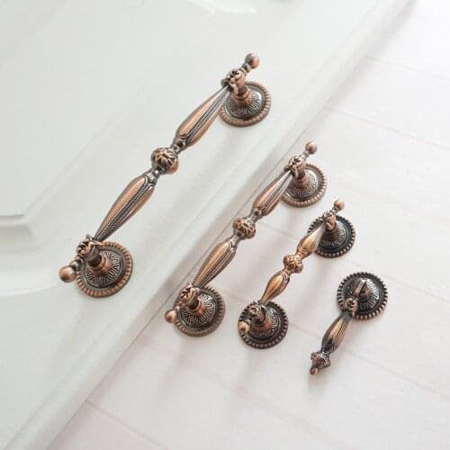 Dresser Drawer Knobs Vintage Telephone Kitchen Cabinet Handle Red Bronze Door Handle furniture hardware 64 96 128 mm
