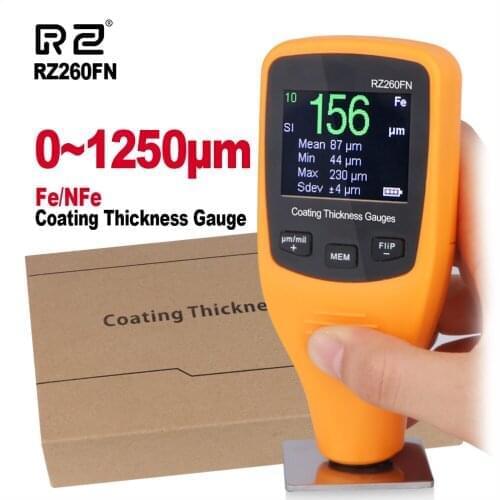 RZ Paint Thickness Gauge Tester Digital Coating Thickness Gauge Meter Backlight 0~1250 RZ260FN Film Car Thickness Gauge Meter