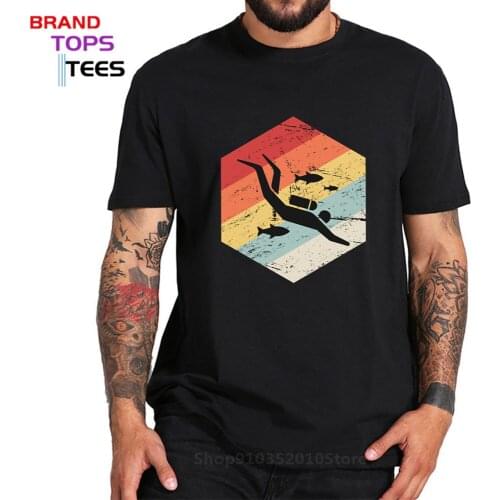 New Retro 70s clothing Scuba Diver Icon T shirt men casual diving Tee short sleeve swimming diver tshirt cotton tee shirt hombre