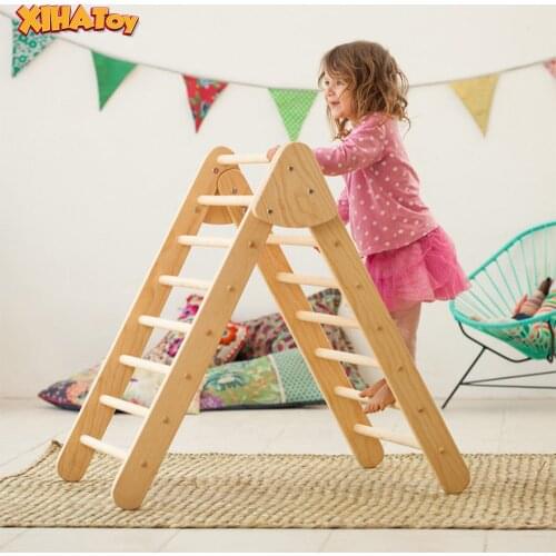 XIHAToy Pikler Triangle Climbing Ladder Wooden Frame For Children Climbing Slides Toy Indoor Playground Play Equipment Kids Gym