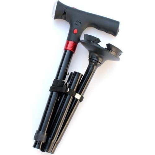 Smart Hand Crutches Cane Elderly People Four-legged Non-slip Aluminum Alloy With Light Folding Cane