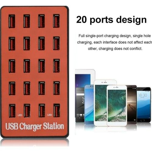 100W 20 port USB Phone Charger HUB Charging Station For smartphone Multi USB power adapter Phone Tablet Desktop Socket