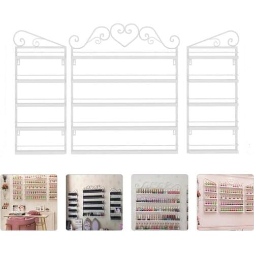 Iron Wall Mounted Iron Nail Polish Shelf Nail Rack Cosmetics Display (White)