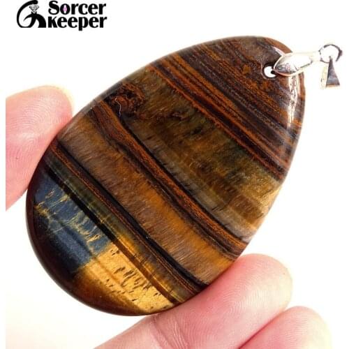 Women & Men Fashion Jewelry Pendant Necklaces With Chain Wholesale Natural Blue Tigers Eye Quartz Stone Colares Femininos BE592