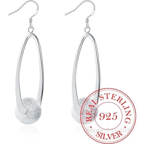 Korean 100% 925 Sterling Silver Sanding Ball Vintage Long Tassel Drop Dangle Earrings For Women 2020 Engagement Wedding Jewelry