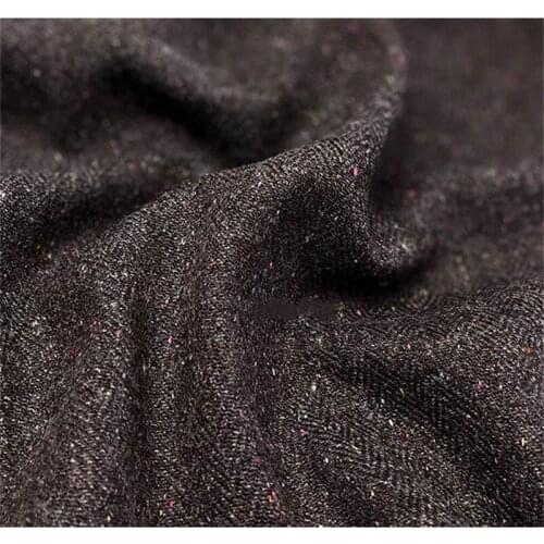 N149 Senior 100% Wool Fabric Grey Brown Retro Herringbone Albaca Wool Fabric Womens Autumn/Winter Coat/Suit Clothing Sewing DIY