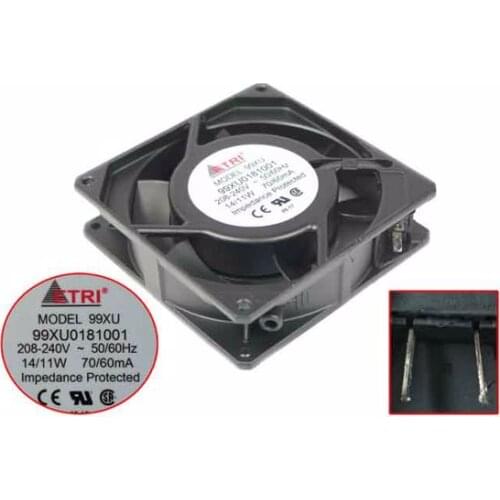 ETRI 99XU 99XU0181001 AC 240V 70mA 92x92x25mm 2-pin Server Cooling Fan