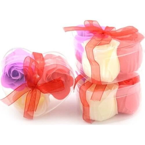 3Pcs/Box Colorful Scented Petal Bath Body Paper Soap Rose Flower Favor Decor